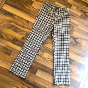 Brown plaid straight leg pant
